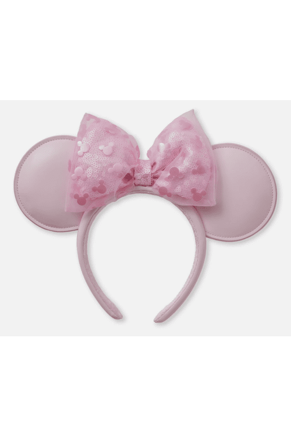Parks Pink Milk Ears Faux Leather Minnie Mouse Bow Headband New with Tag