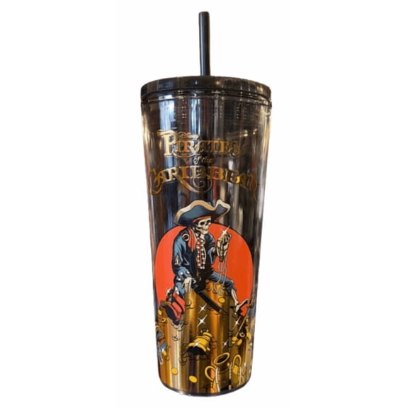 Disney Parks Pirates of the Caribbean Plastic Tumbler with Straw New With Tags