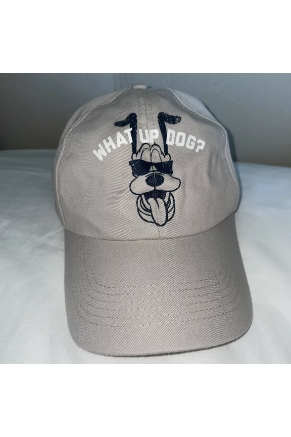 Parks Pluto What's Up Dog Cotton Baseball Cap, Beige, 1