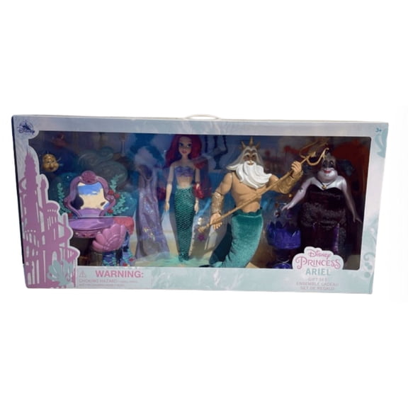Disney Parks Princess Ariel Mermaid Ursula Triton Gift Set New With Box