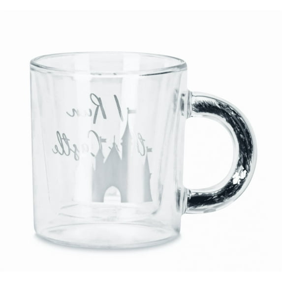 Disney Parks Princess Cinderella I Run This Castle Glass Mug with Glitter New