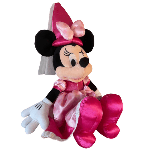 Disney Parks Princess Minnie Mouse Magic Kingdom Pink Satin Dress Plush New Tag