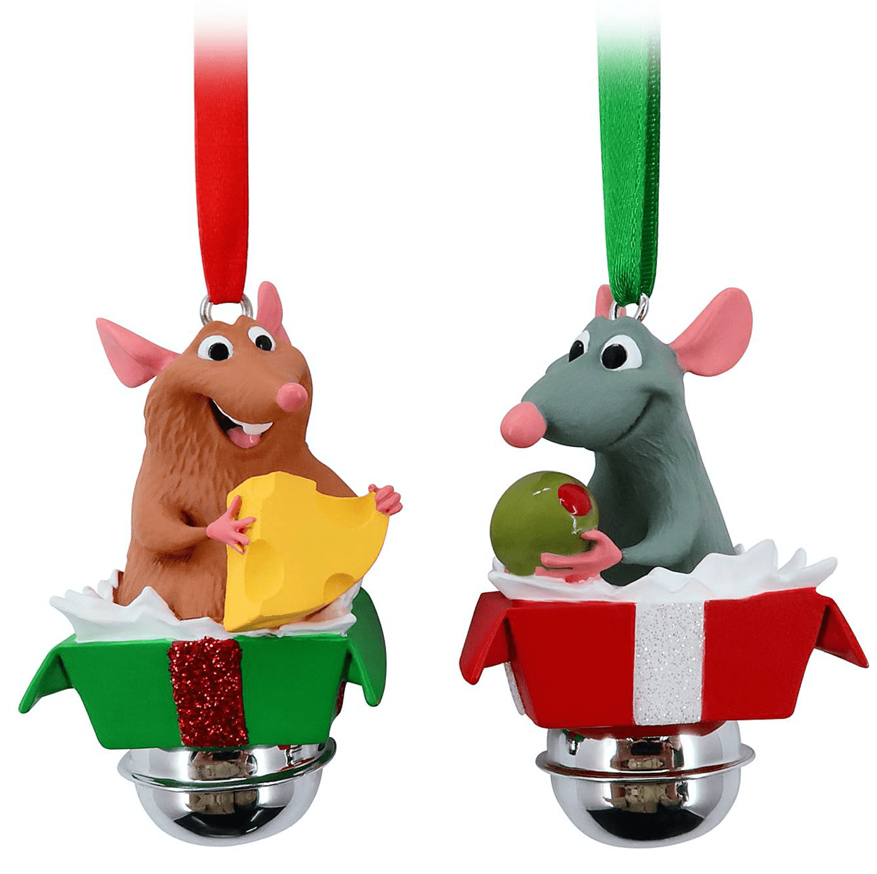 Disney Parks Remy and Emile Ratatouille Christmas Bell Ornament Set New with Tag