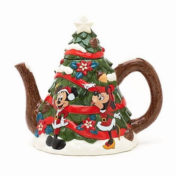 Disney Parks Retro Christmas Holiday Teapot Mickey and Friends