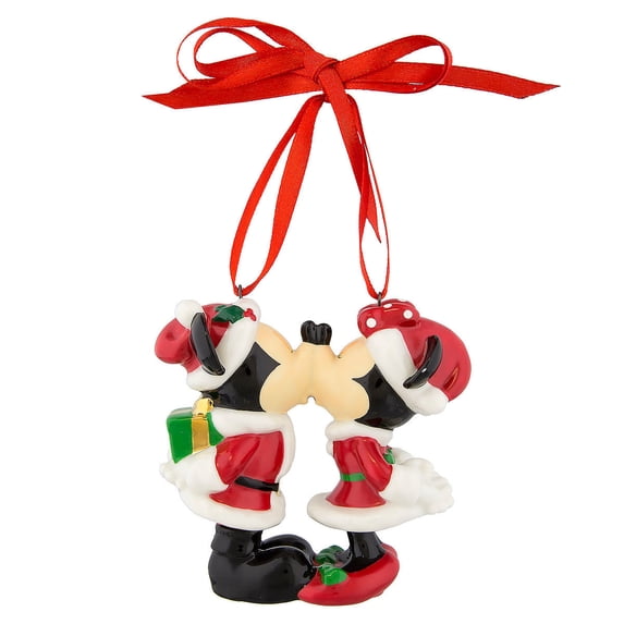 Disney Parks Minnie Mickey Kissing Christmas Ornament