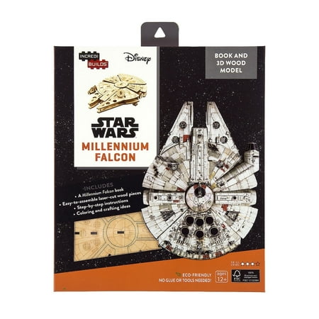 Disney Parks Star Wars Millennium Falcon Book and 3D Wood Model Kit 3D New