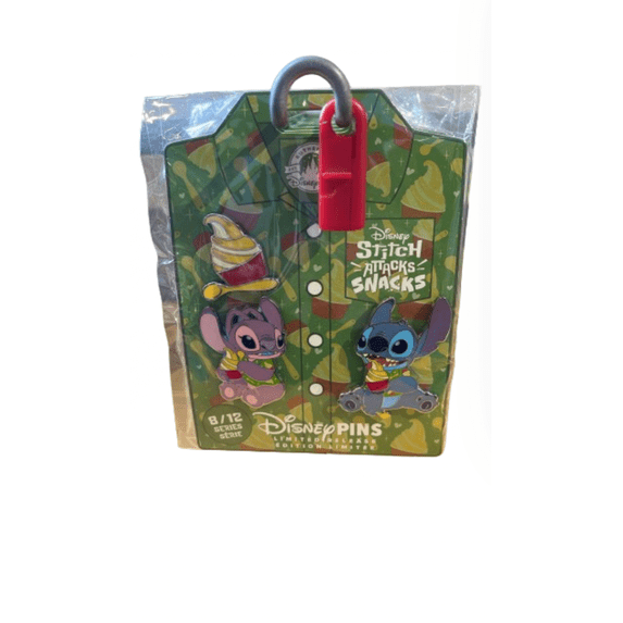 Disney Parks Stitch Angel Attacks Snacks Pineapple Swirl August Pin Set New