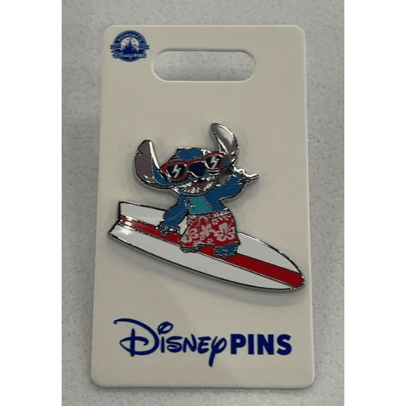 Disney Parks Stitch Hawaiian Surfing Pin New with Card
