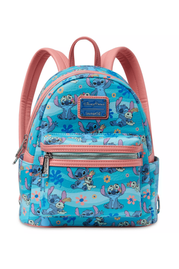 parks Stitch Loungefly Mini Blue Backpack  Lilo & Stitch with Scrump