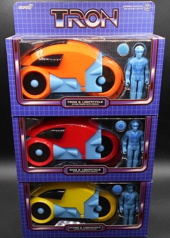 Disney Parks Super7 ReAction Figures Tron Lightcycle Set Red