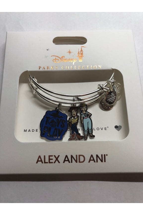 Parks Toy Story Woody BoPeep Charm Bangle Bracelet Alex & Ani Silver New