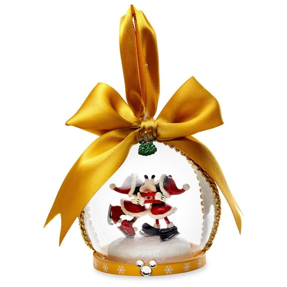 Disney Parks Turn of the Century Holiday Multi-color Glass Mickey Minnie Santa Globe Ball Ornament, 2.5"