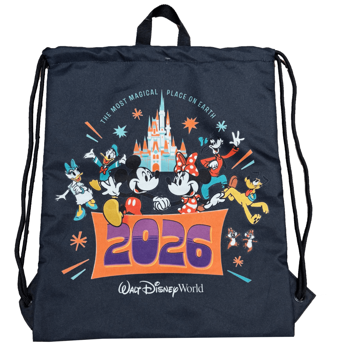 Disney Parks WDW 2026 Mickey & Minnie Mouse Drawstring Backpack