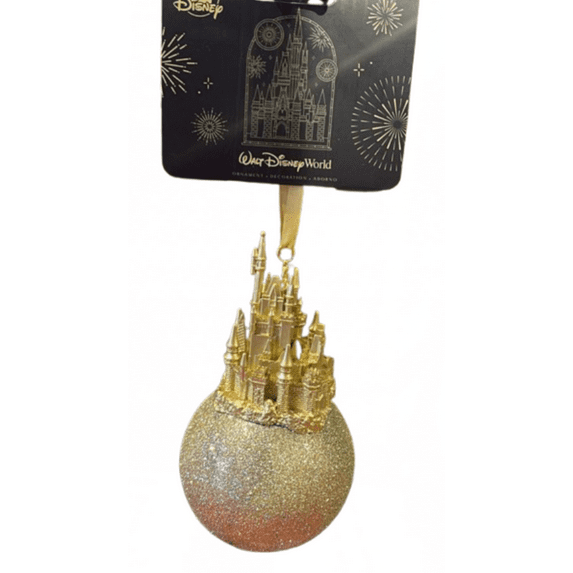 Disney Parks WDW Cinderella Castle Gold Ball Christmas Ornament New With Tag