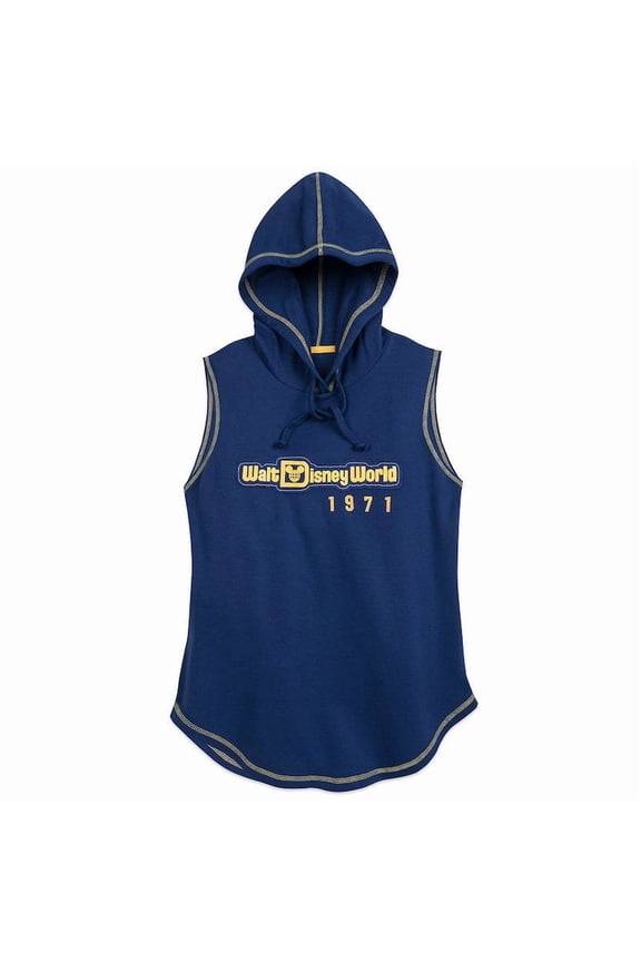 Parks WDW Mickey Blue Women's Sleeveless Hoodie Small New with Tag