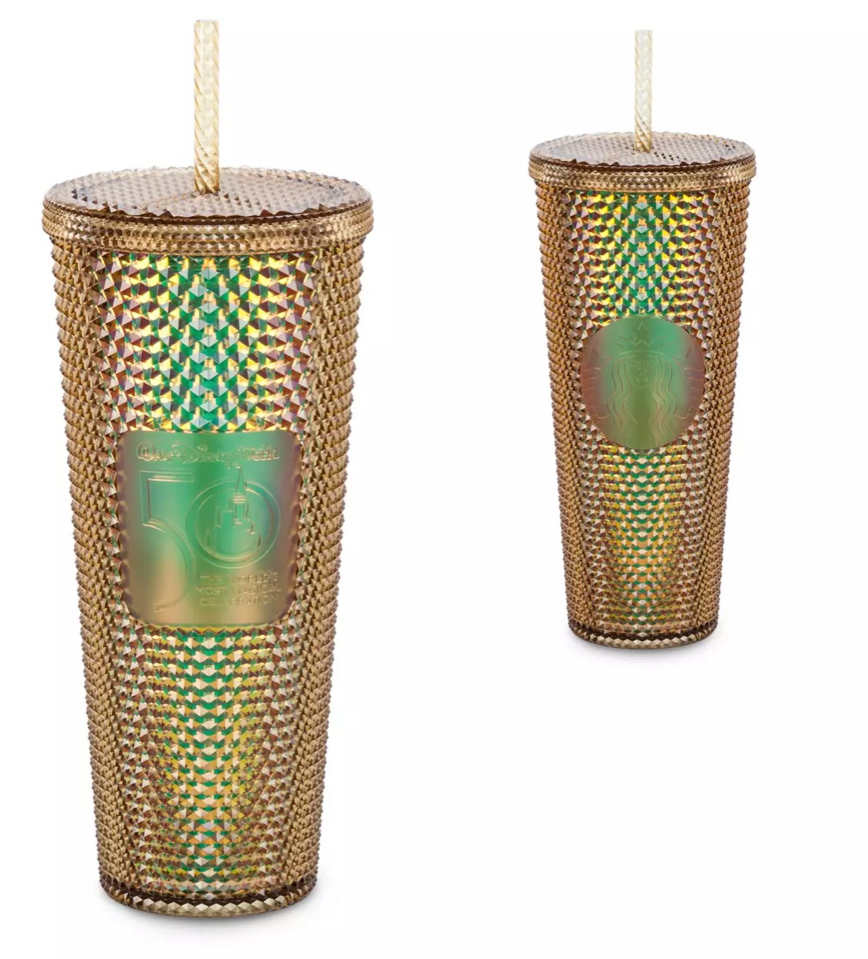 Disney Parks Walt Disney World 50th Geometric Starbucks Tumbler Gold New W  Tag