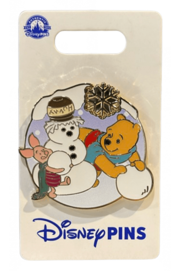 Winnie The Pooh & Piglet Snowman Winter Pin New With Card