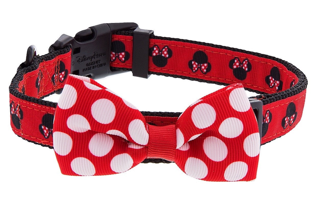 Disney Tails Dog Collar - Minnie Polka Dot with Bow