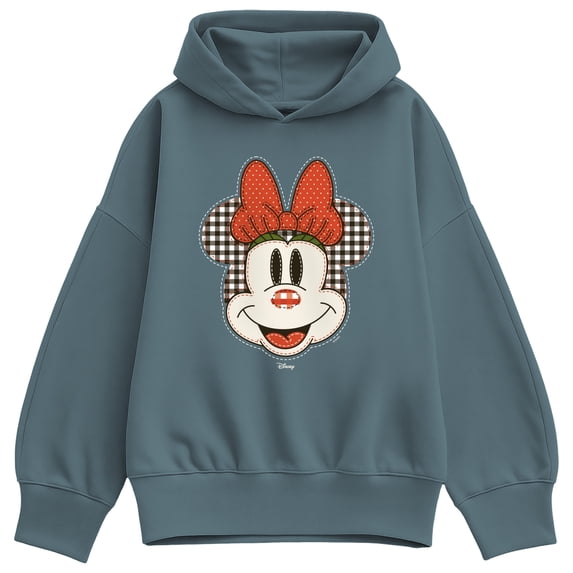 Disney - Patchwork Minnie Mouse - Women's Oversized Fleece Hoodie Sweatshirt