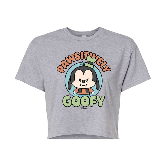 Disney - Pawsitively Goofy - Juniors Cropped Cotton Blend T-Shirt