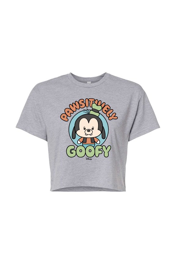 - Pawsitively Goofy - Juniors Cropped Cotton Blend T-Shirt