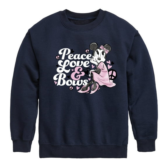 Disney - Peace Love And Bows - Toddler & Youth Crewneck Fleece Sweatshirt