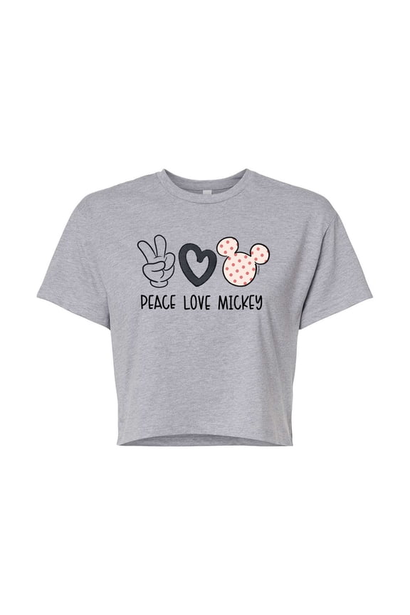 - Peace Love Mickey Cropped Graphic T-Shirt