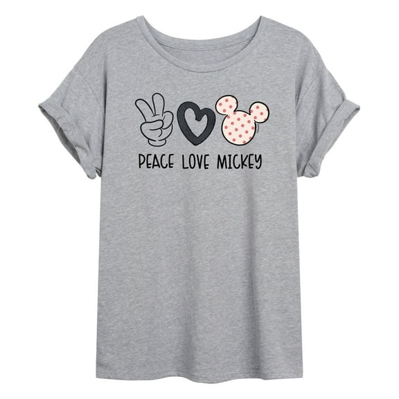 Disney - Peace Love Mickey - Juniors Ideal Flowy Muscle T-Shirt