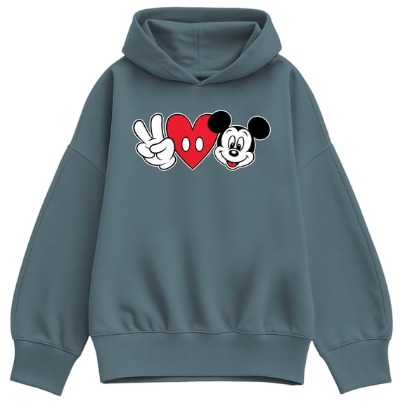 Disney - Peace Love Mickey - Women's Oversized Fleece Hoodie Sweatshirt