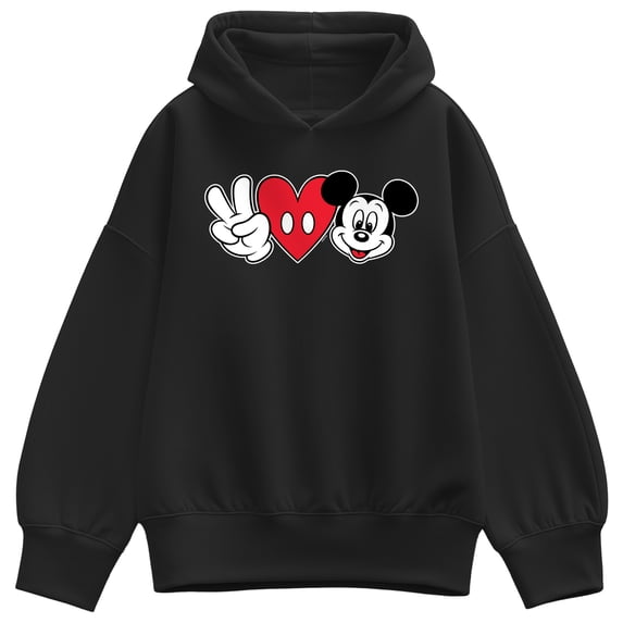 Disney - Peace Love Mickey - Women's Oversized Fleece Hoodie Sweatshirt