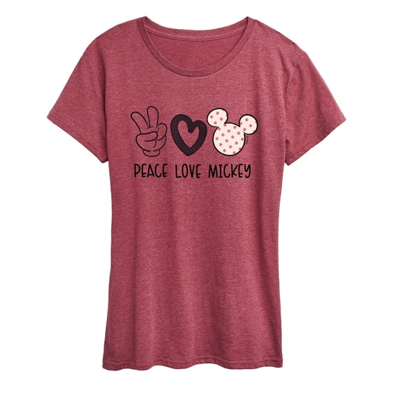 Disney - Peace Love Mickey Women's Short Sleeve Graphic T-Shirt