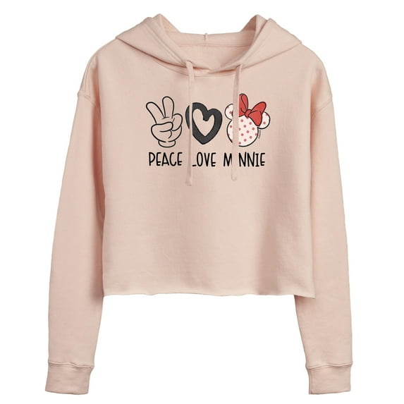Disney - Peace Love Minnie - Juniors Cropped Pullover Hoodie