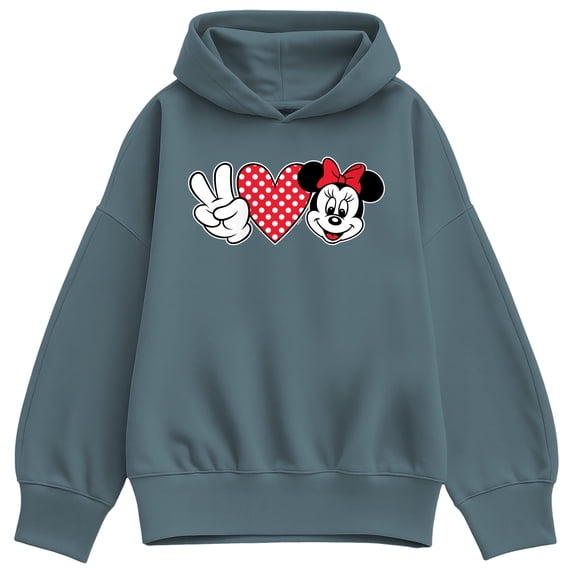 Disney - Peace Love Minnie - Women's Oversized Fleece Hoodie Sweatshirt