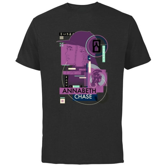 Disney Percy Jackson Annabeth Chase Athena Greek Vase Style - Short Sleeve Cotton T-Shirt for Adults - Customized-Black