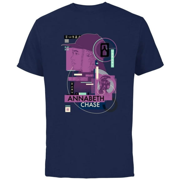 Disney Percy Jackson Annabeth Chase Athena Greek Vase Style - Short Sleeve Cotton T-Shirt for Adults - Customized-Navy