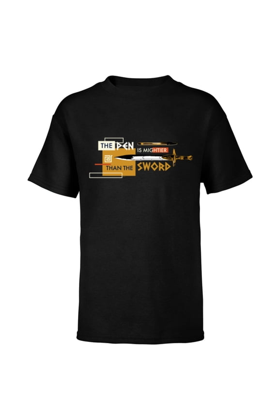 Percy Jackson Riptide Pen is Mightier Than the Sword - Short Sleeve T-Shirt for Kids - Customized-Black