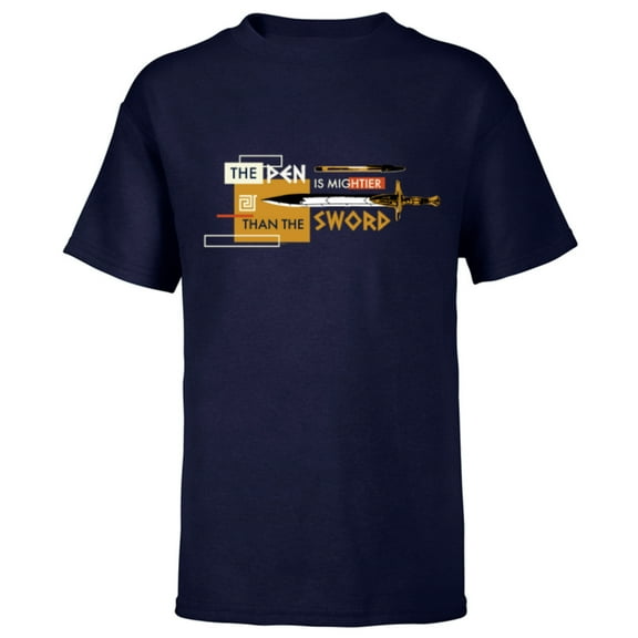 Disney Percy Jackson Riptide Pen is Mightier Than the Sword - Short Sleeve T-Shirt for Kids - Customized-Navy