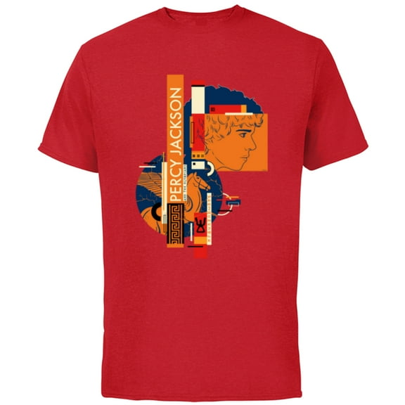 Disney Percy Jackson and Pegasus Greek Vase Style - Short Sleeve Cotton T-Shirt for Adults - Customized-Red