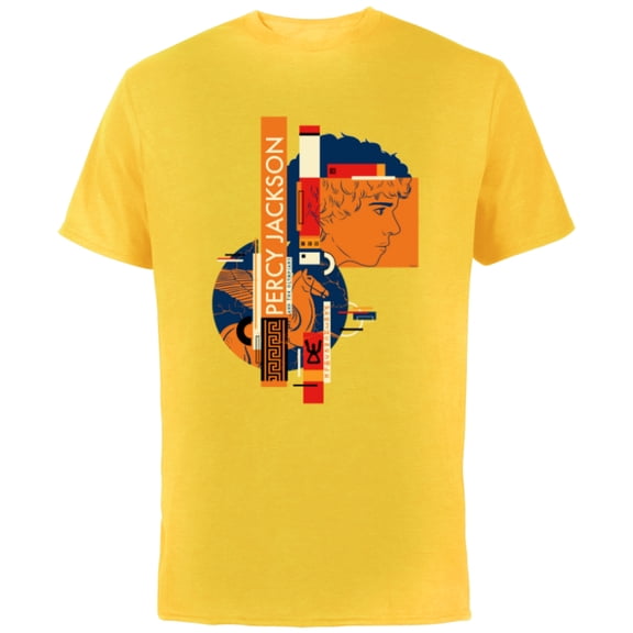 Disney Percy Jackson and Pegasus Greek Vase Style - Short Sleeve Cotton T-Shirt for Adults - Customized-Yellow