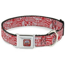 Disney Pet Collar, Dog Collar Metal Seatbelt Buckle, Cars 3 Lightning McQueen Icons Collage White Red, 9.5 to 13 Inches 1.0 Inch Wide