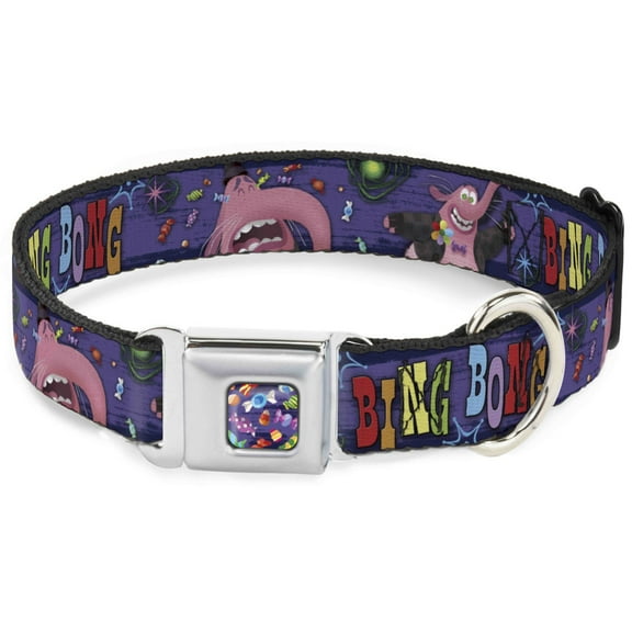 Disney Pet Collar, Dog Collar Metal Seatbelt Buckle, Bing Bong Poses Candy Purples Multi Color, 9.5 to 13 Inches 1.0 Inch Wide
