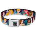 thumbnail image 1 of Disney Pet Collar, Dog Collar Metal Seatbelt Buckle, Disney Princess Poses Castle Silhouettes Purples Multi Color, 15 to 24 Inches 1.0 Inch Wide, 1 of 9