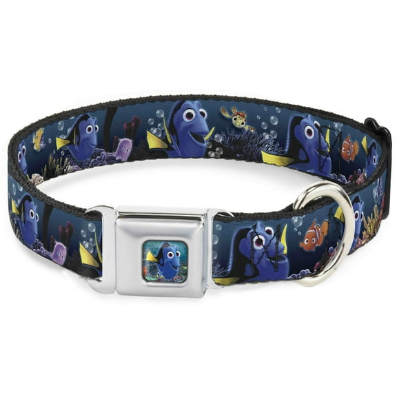 Disney Pet Collar, Dog Collar Metal Seatbelt Buckle, Dory Poses Friends Under the Sea, 9.5 to 13 Inches 1.0 Inch Wide
