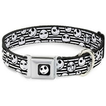 Disney Pet Collar, Dog Collar Metal Seatbelt Buckle, Jack Expressions Stripe White Black, 9.5 to 13 Inches 1.0 Inch Wide