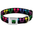 thumbnail image 1 of Disney Pet Collar, Dog Collar Metal Seatbelt Buckle, Mickey Expressions Black Multi Neon, 11 to 16.5 Inches 1.0 Inch Wide, 1 of 3