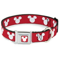Disney Pet Collar, Dog Collar Metal Seatbelt Buckle, Mickey Mouse Ears Icon Red White, 9.5 to 13 Inches 1.0 Inch Wide