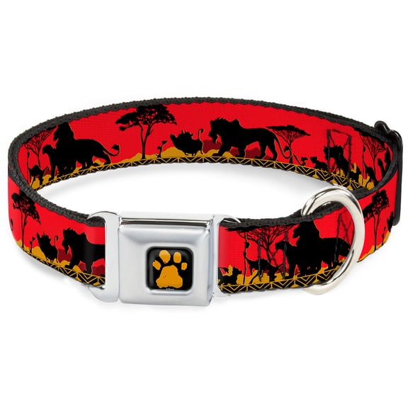 Disney Pet Collar, Dog Collar Metal Seatbelt Buckle, Mufasa Simba Just Cant Wait to Be King Family Silhouette, 11 to 16.5 Inches 1.0 Inch Wide