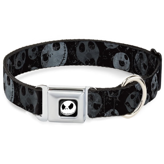 Disney Pet Collar, Dog Collar Metal Seatbelt Buckle, Nightmare Before Christmas Jack Expressions Scattered Weather, 11 to 16.5 Inches 1.0 Inch Wide
