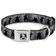 thumbnail image 1 of Disney Pet Collar, Dog Collar Metal Seatbelt Buckle, Oogie Boogie Silhouette Poses Gray Black, 11 to 16.5 Inches 1.0 Inch Wide, 1 of 9