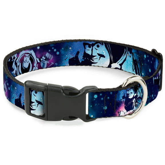 Disney Pet Collar, Dog Collar Plastic Buckle, Buzz Lightyear Poses Galaxy Blues, 20 to 31 Inches 1.5 Inch Wide